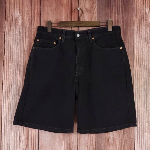 Vintage 90s Levis 550 Relaxed Fit Mens 34 Black Denim Shorts Red Tab USA Made - Picture 2 of 14